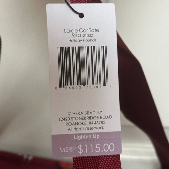 VERA BRADLEY HOLIDAY HOUNDS OVERSIZED CAR TOTE:NWT DOGS - Picture 13 of 13